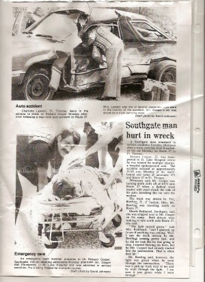 My dad visiting the wreckage. 