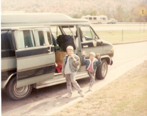 My brother on me on vacation with my grandpa 