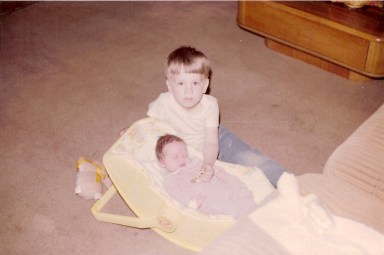 My brother wondering when he'll finally be able to play with me.